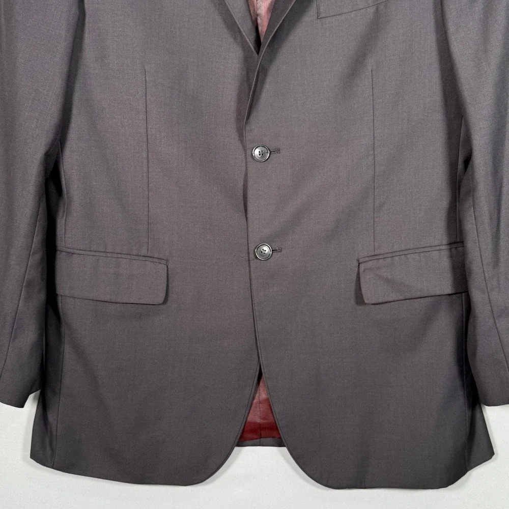 Karako Suits Mens Charcoal Grey Blazer‎ Jacket 40R 2 Button Wool Blend Business